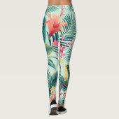 Tropische Hibiscus: naadloos bloemenpatroon Leggings (Achterkant)