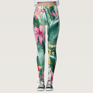 Tropische Hibiscus: naadloos bloemenpatroon Leggings