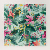 Tropische Hibiscus: naadloos bloemenpatroon Legpuzzel (Horizontaal)