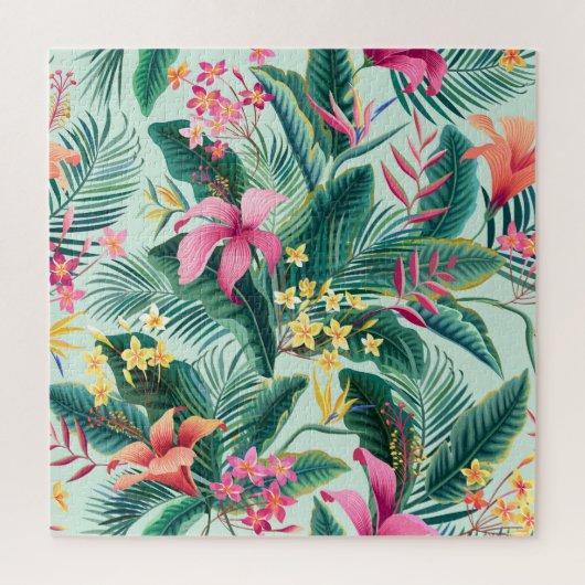 Tropische Hibiscus: naadloos bloemenpatroon Legpuzzel (Verticaal)