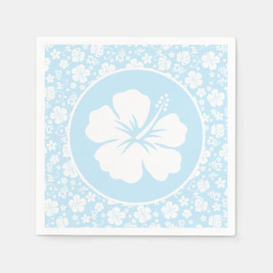 Tropische hibiscus op blauw servet