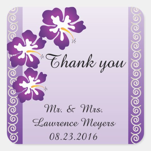 Tropische hibiscus | PAARSE Vierkante Sticker (Voorkant)