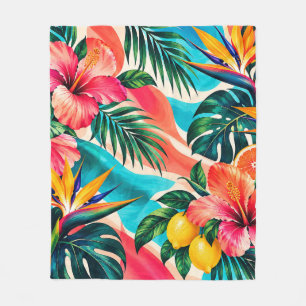 Tropische Hibiscus Paradijs Botanische Kunst Fleece Deken
