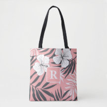 Tropische Hibiscus roze Monogram gepersonaliseerd