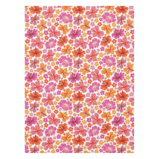 Tropische hibiscus - roze & sinaasappel tafelkleed (Voorkant)