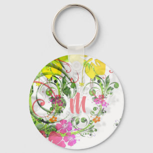 Tropische hibiscus sleutelhanger
