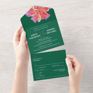 Tropische Hibiscus Smaragd Trouw All In One Uitnodiging