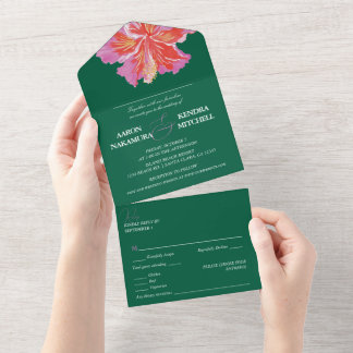 Tropische Hibiscus Smaragd Trouw All In One Uitnodiging
