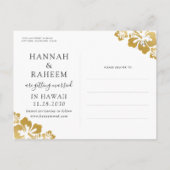 Tropische Hibiscus Strand Bruiloft Opslaan Datum K Aankondigingskaart (Achterkant)