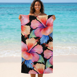 Tropische hibiscus strandhanddoek strandlaken