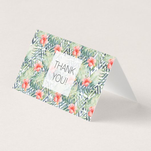 Tropische Hibiscus Tribal Bloemen Dank u Kaart (Voorkant)