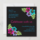 Tropische Hibiscus - Vierkante bruiloft aankondigi Kaart (Achterkant)