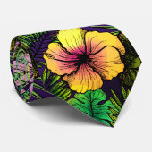 Tropische hibiscus vogel van het paradijsblad stropdas (Opgerold)