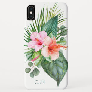 Tropische Hibiscus Waterverf met Monogram iPhone XS Max Hoesje