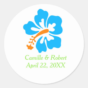 Tropische hibiscus - Weddenrondjes Ronde Sticker