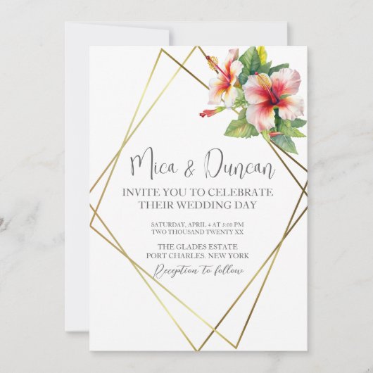 Tropische hibiscus Wedding Kaart (Voorkant)