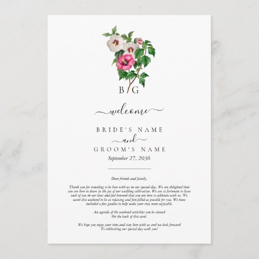 Tropische Hibiscus Zomer Bruiloft Route Programma (Voorkant)