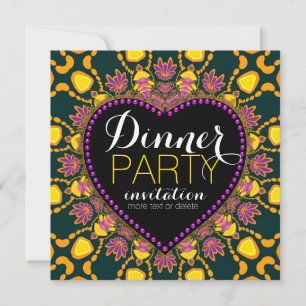 Tropische Hippie Liefde Batik Eettafel Uitnodiging