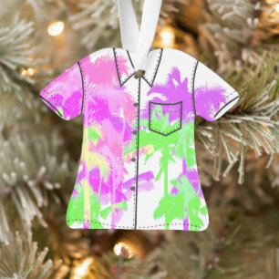 Tropische hittegolf Neon Hawaiian Palm Aloha Shirt Ornament