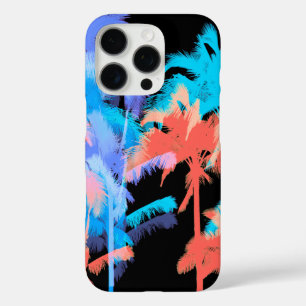 Tropische hittegolf Neon Hawaiian Palm Trees Black iPhone 16 Pro Hoesje