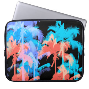 Tropische hittegolf Neon Hawaiian Palm Trees Laptop Sleeve