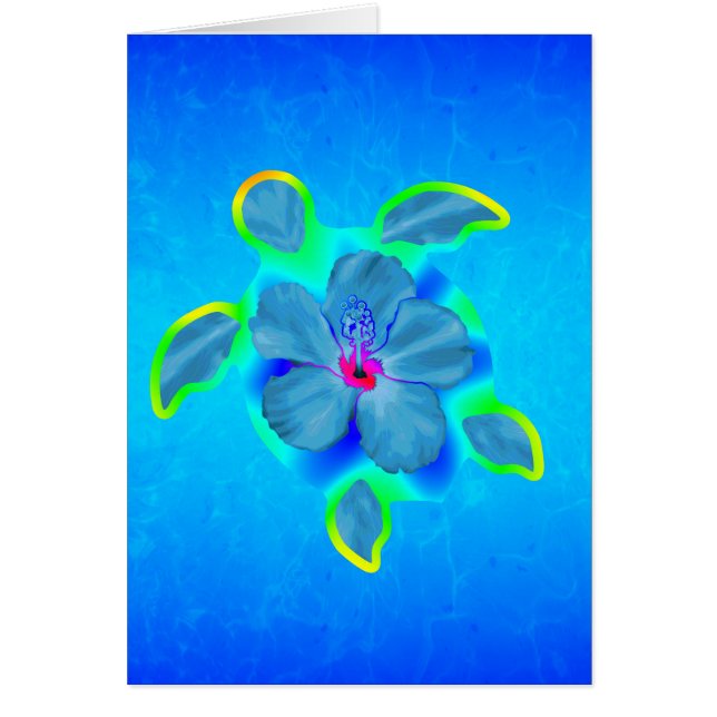 Tropische Honu Turtle en Hibiscus (Voorkant)