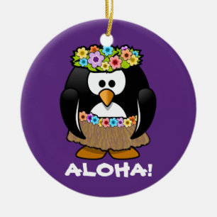 Tropische Hula Hawaiian Penguin Keramisch Ornament