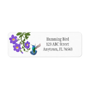 Tropische Hummingbird op Thunbergia Flowers L Etiket