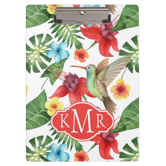 Tropische Hummingvogel | Monogram Klembord (Voorkant)