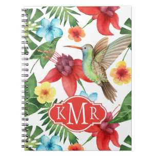 Tropische Hummingvogel   Monogram Notitieboek