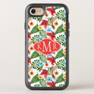 Tropische Hummingvogel   Monogram OtterBox Symmetry iPhone 8/7 Hoesje