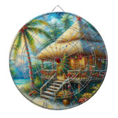 Tropische hut Kerstmis Palm Beach Lights Dartbord (Voorkant)
