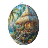 Tropische hut Kerstmis Palm Beach Lights Dartbord (Voorkant Rechts)