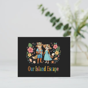 Tropische huwelijksreis dierlijk koppel strand briefkaart
