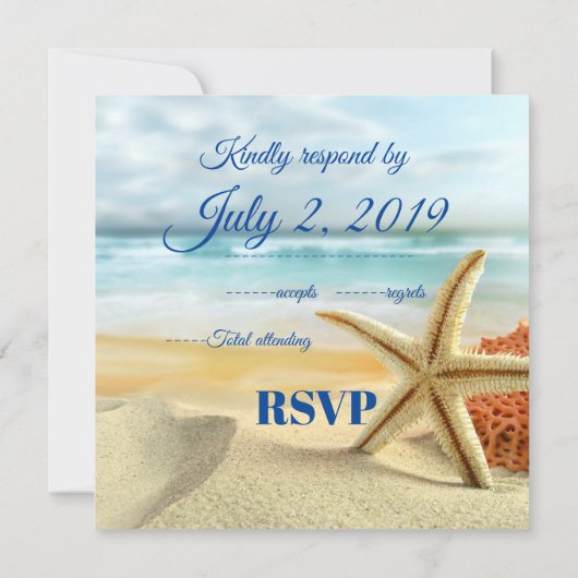 Tropische huwelijksstrand scene RSVP kaart (Achterkant)