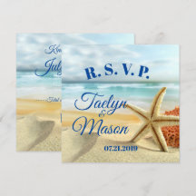 Tropische huwelijksstrand scene RSVP kaart