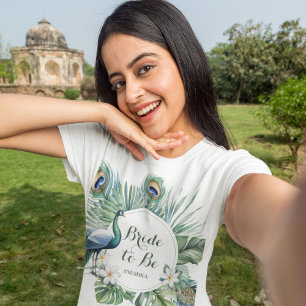Tropische Indische Pauw Bloemige Trouw Bruid Wordt T-shirt