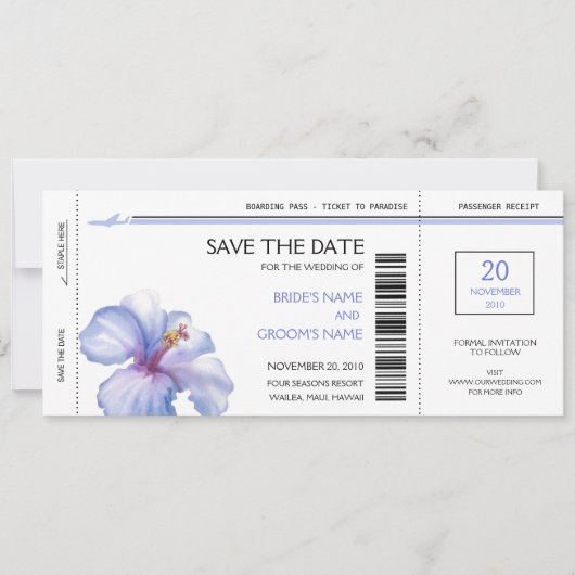 Tropische instapkaart Opslaan datumuitnodigingen Save The Date (Voorkant)