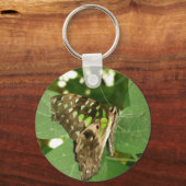 Tropische Iridescent Green Butterfly Sleutelhanger (Voorkant)