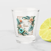Tropische iriscentie bedrukt shot glas (Voorkant)