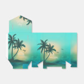 Tropische isle Sunrise Love en Bedankt Blauwgroen Bedankdoosjes (Uitgevouwen)
