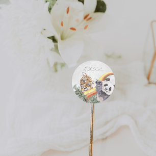 Tropische Jungle Baby Dieren Baby Shower Ronde Sticker