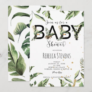 Tropische jungle baby shower uitnodiging