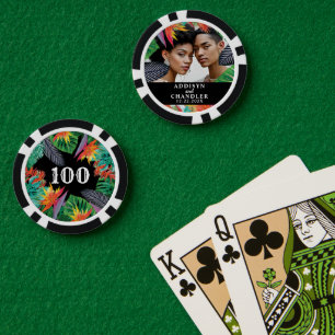 Tropische Jungle Bloemen Elegante Verlovings Huwel Poker Chips
