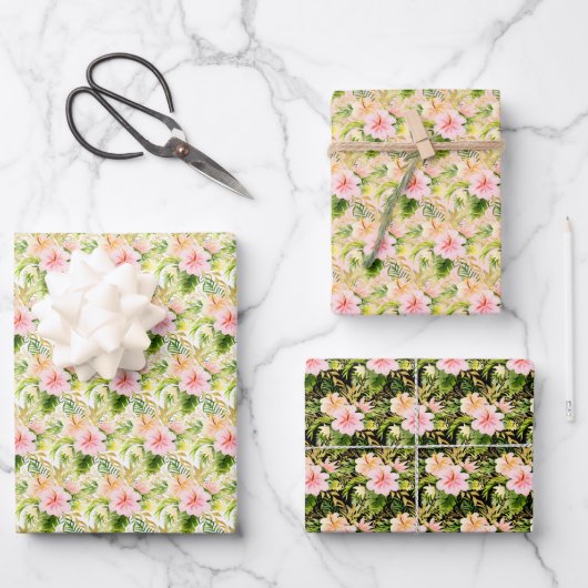 Tropische Jungle Bloemen Inpakpapier Vel (Voorkant)