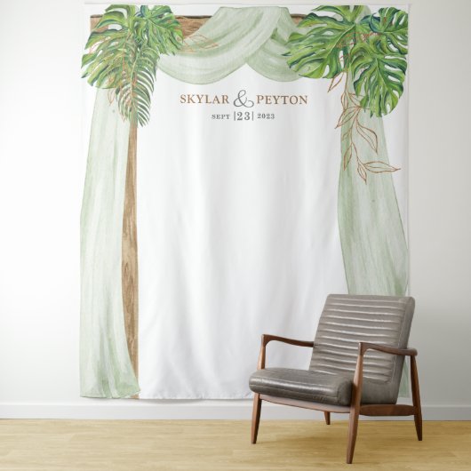 Tropische Jungle Bruiloft Achtergrond Foto Booth Wandkleed (In situ)