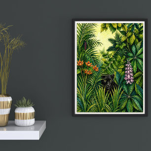 Tropische Jungle Illustratie   Black Panther Kunst Poster