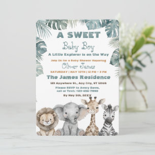 Tropische Jungle Safari Baby Shower Uitnodiging vo