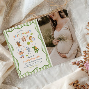 Tropische Jungle Safari Dieren Baby Shower Foto Kaart