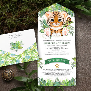 Tropische Jungle Safari Schattige Tijger Baby Show All In One Uitnodiging